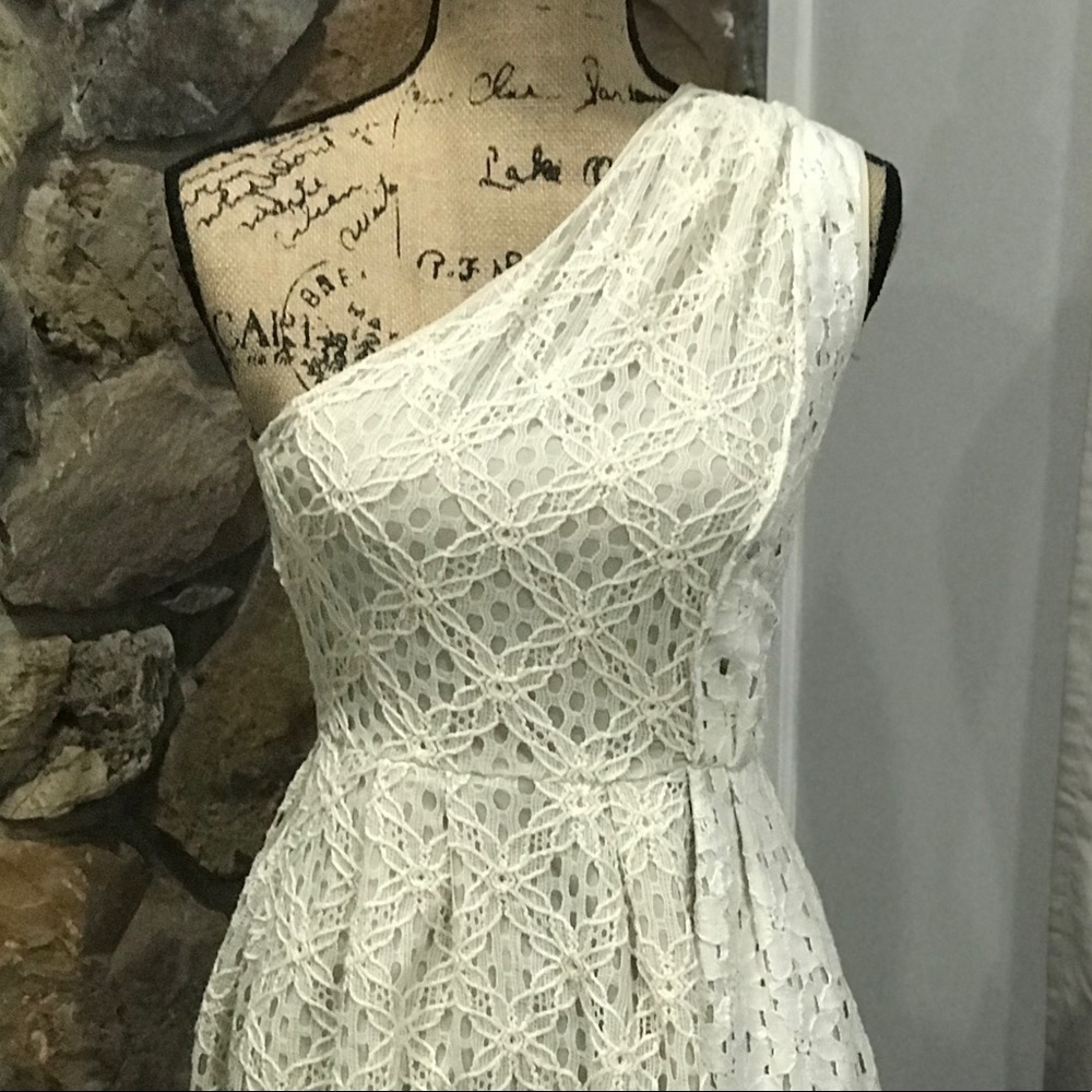 RACHEL Rachel Roy two-tone lace cream dress 2 womens - Picture 2 of 8